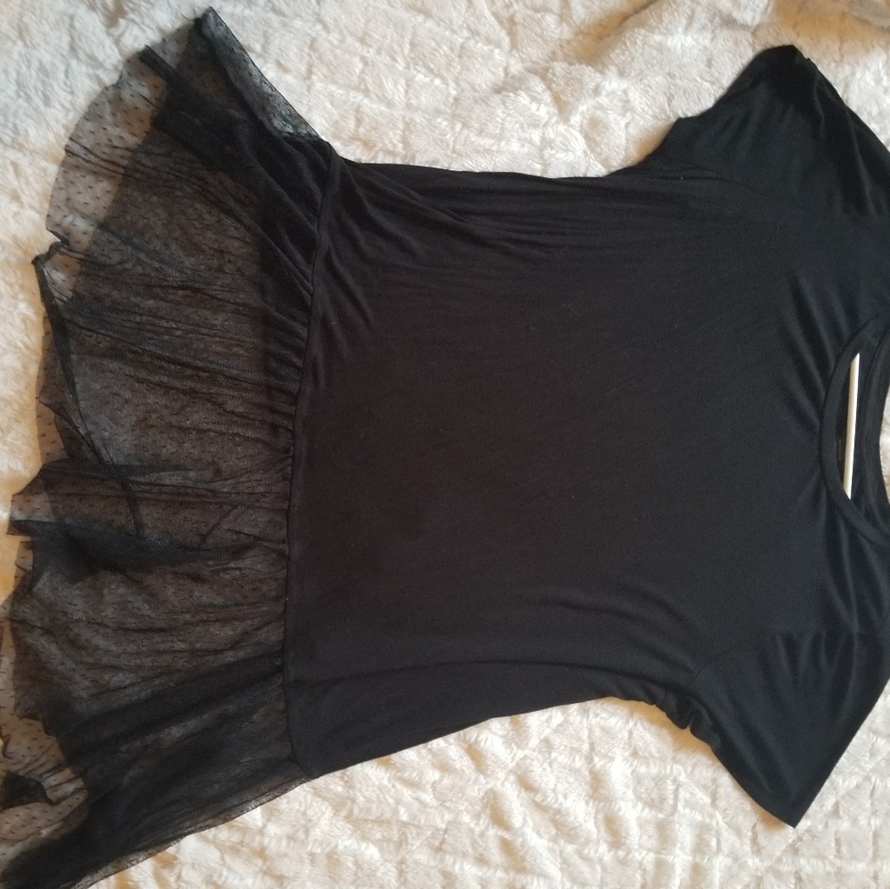 Black tee with sheer accent